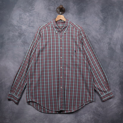 90s Red Plaid Polo Ralph Lauren Long Sleeve Button Up Shirt 5316