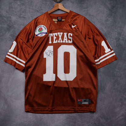 00s Orange Texas Longhorns #10 Rose Bowl National Championship Signed Nike Jersey 5887