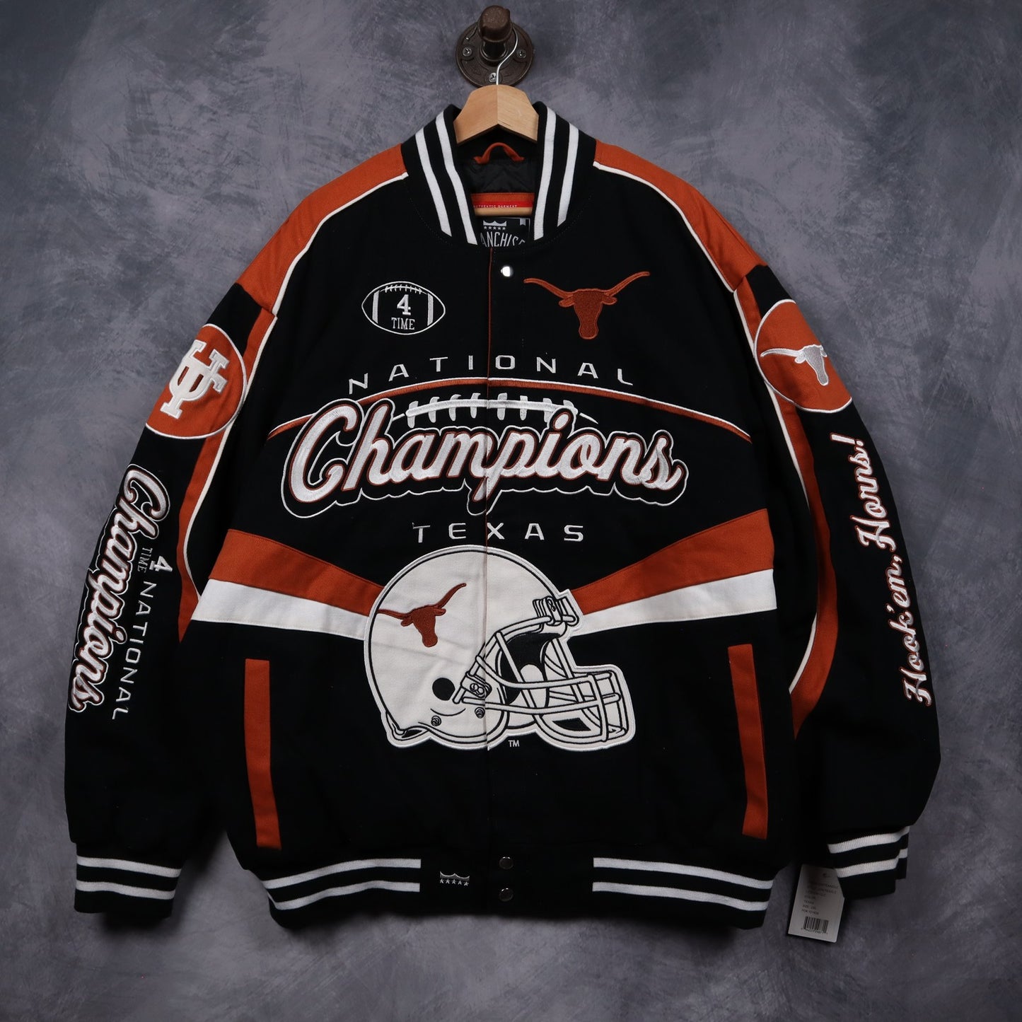 00s Black Texas Longhorns 4 Time National Champions Jacket 5936