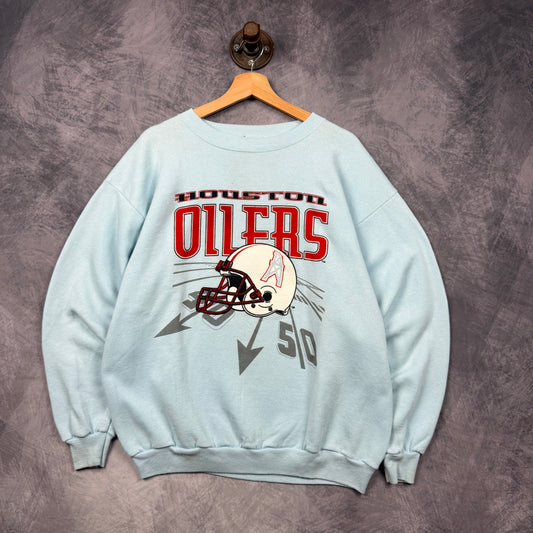 90s Light Blue Houston Oilers Crewneck Sweatshirt 6844