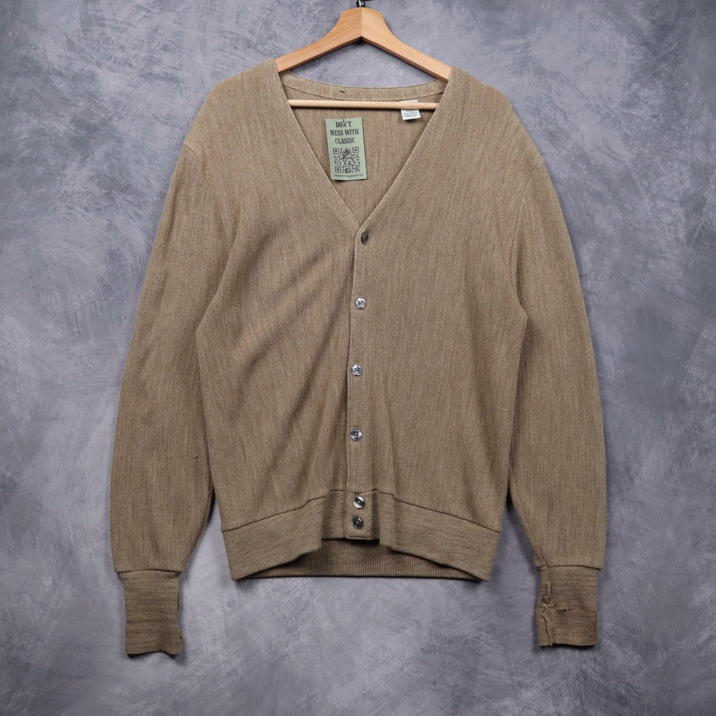 70s Tan Brown Lacoste Knit Cardigan Sweater 5473