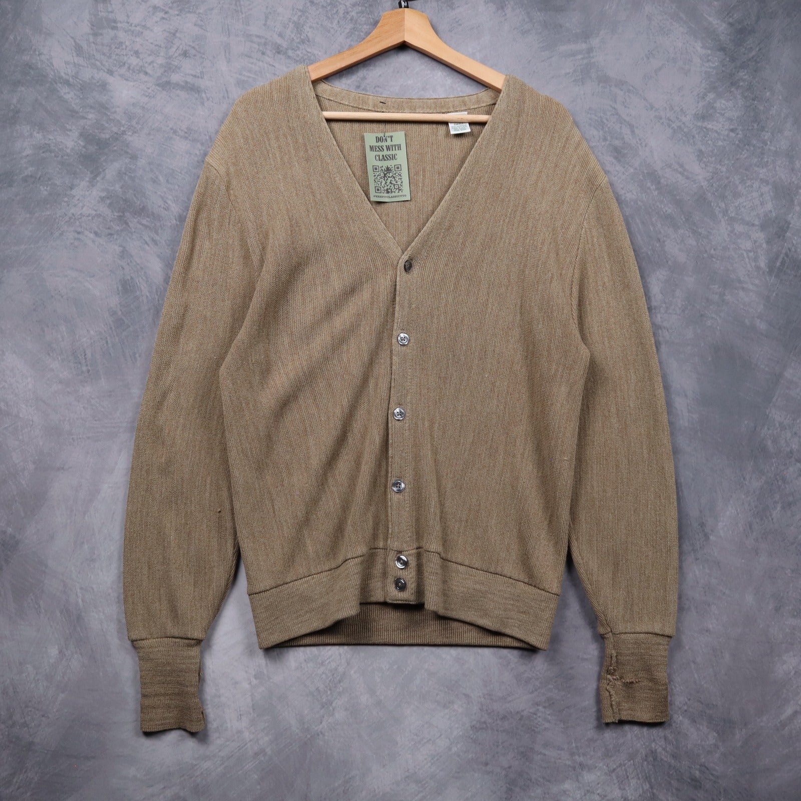 70s Tan Brown Lacoste Knit Cardigan Sweater 5473