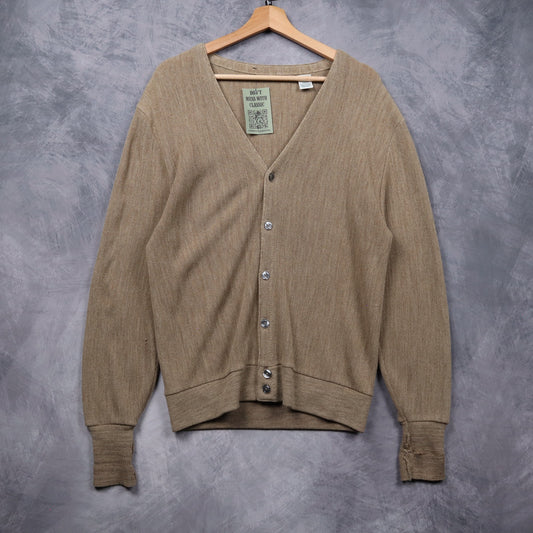 70s Tan Brown Lacoste Knit Cardigan Sweater 5473