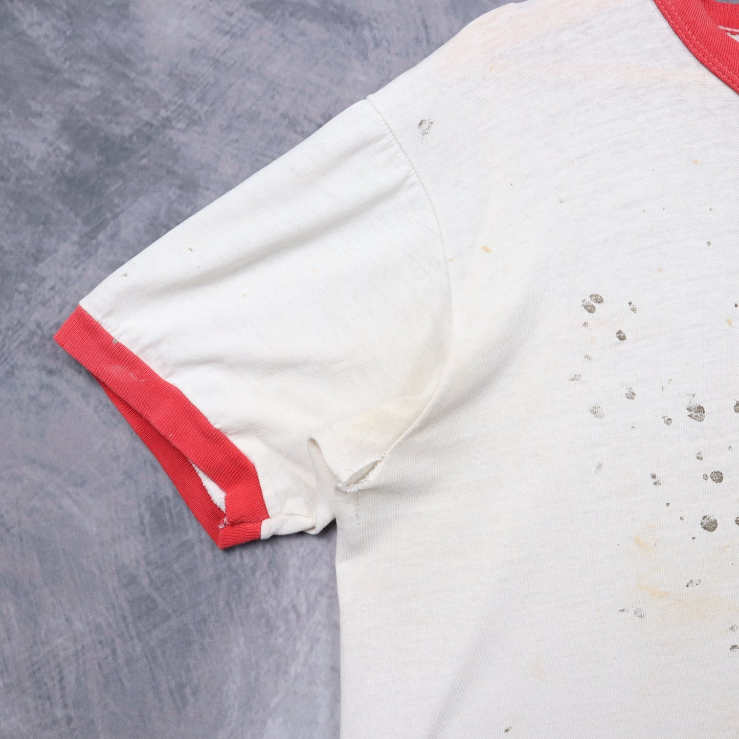 70s White Sunbury YMCA Spring Run Ringer Shirt 5570
