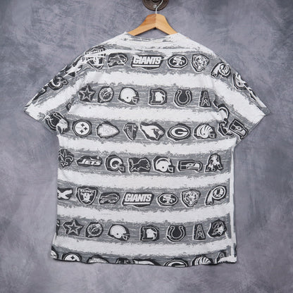 1991 Grey Buffalo Bills Taz All Over Print Shirt 6732