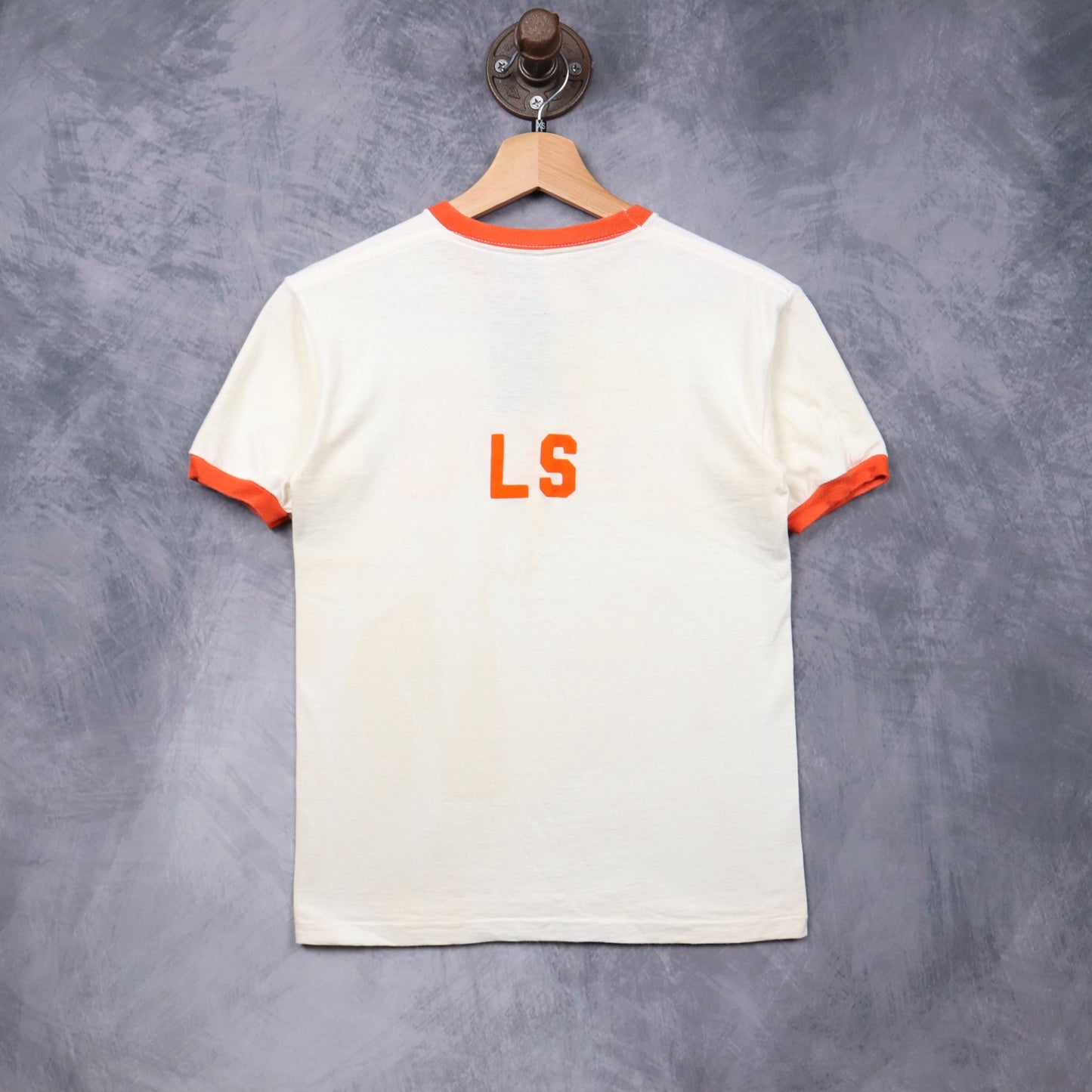 60s White Sam Houston State SHSU Ringer Shirt 5571