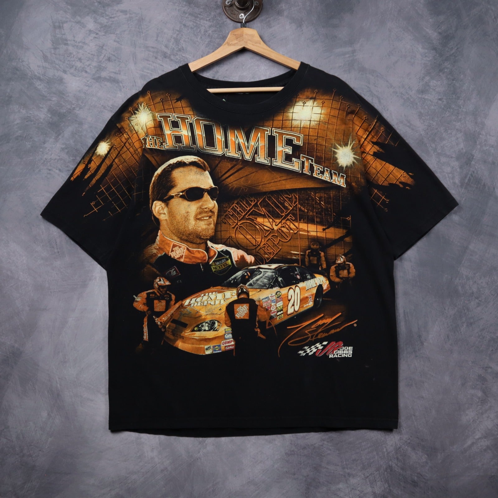 00s Black Tony Stewart Home Depot AOP NASCAR Shirt 5436