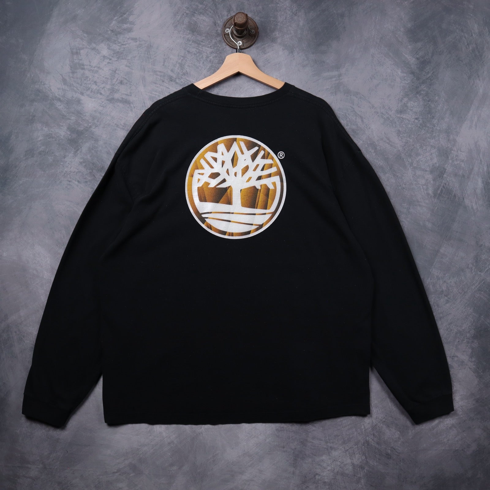 Y2K Black Timberland Logo Long Sleeve Shirt 5433