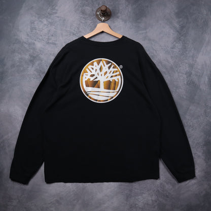Y2K Black Timberland Logo Long Sleeve Shirt 5433