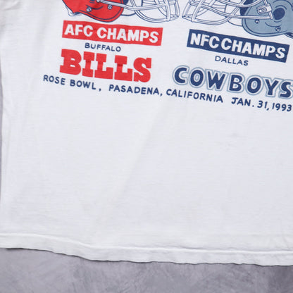 1993 White Super Bowl XXVII Bills vs Cowboys Shirt 6636