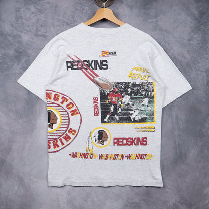 90s Grey Washington Redskins Aerial Assault All Over Print Shirt 6722
