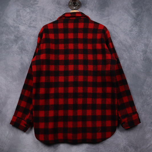 80s Black Red Woolrich Buffalo Plaid Wool Shirt 4825