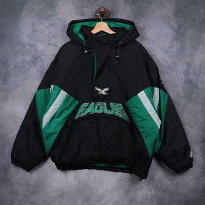90s Black Philadelphia Eagles Starter Pullover Jacket 6505
