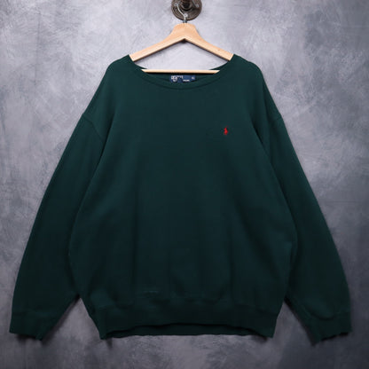 90s Dark Green Polo Ralph Lauren Essential Crewneck Sweatshirt 4710