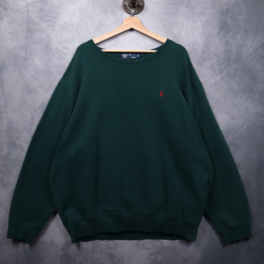 90s Dark Green Polo Ralph Lauren Essential Crewneck Sweatshirt 4710
