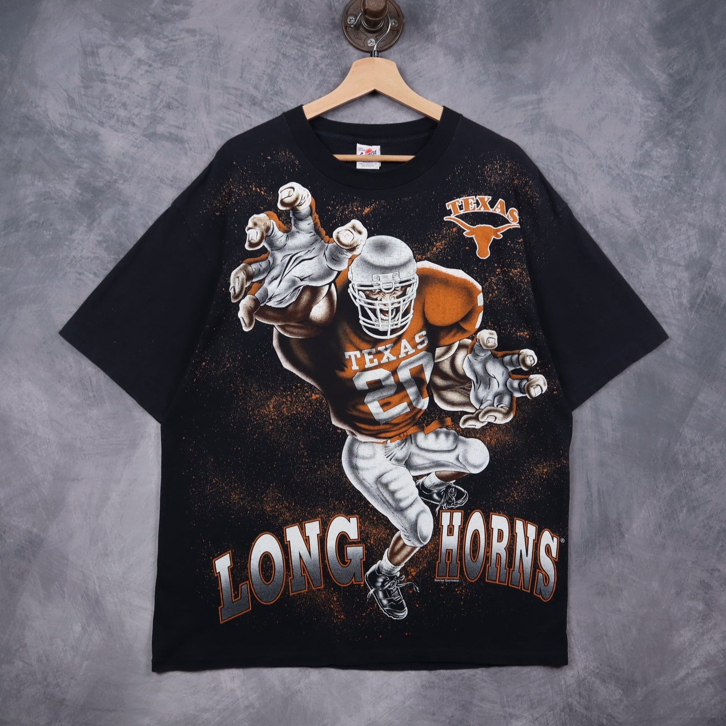 90s Black Texas Longhorns All Over Print Shirt 5730