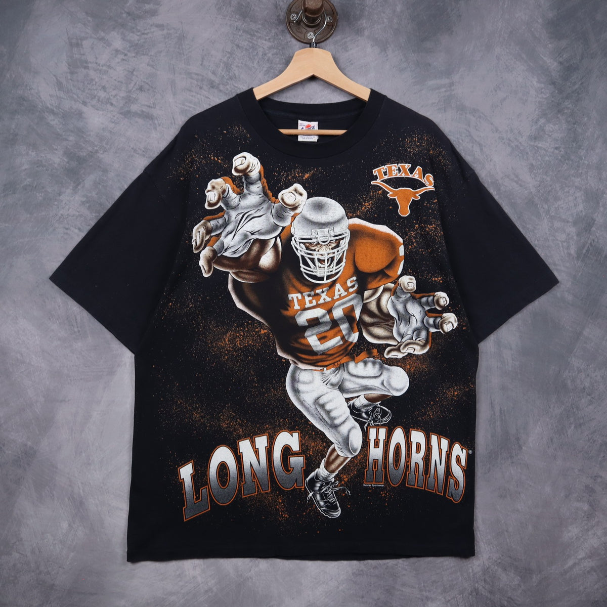 90s Black Texas Longhorns All Over Print Shirt 5730