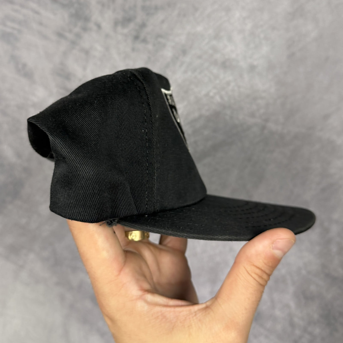 90s Black Oakland Raiders PLain Logo Snapback Hat 6796