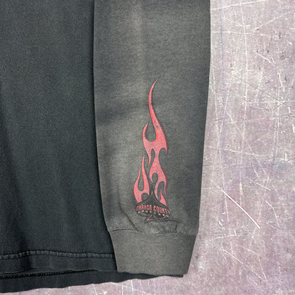00s Faded Black Orange County Choppers Flame Sleeve Shirt 3048