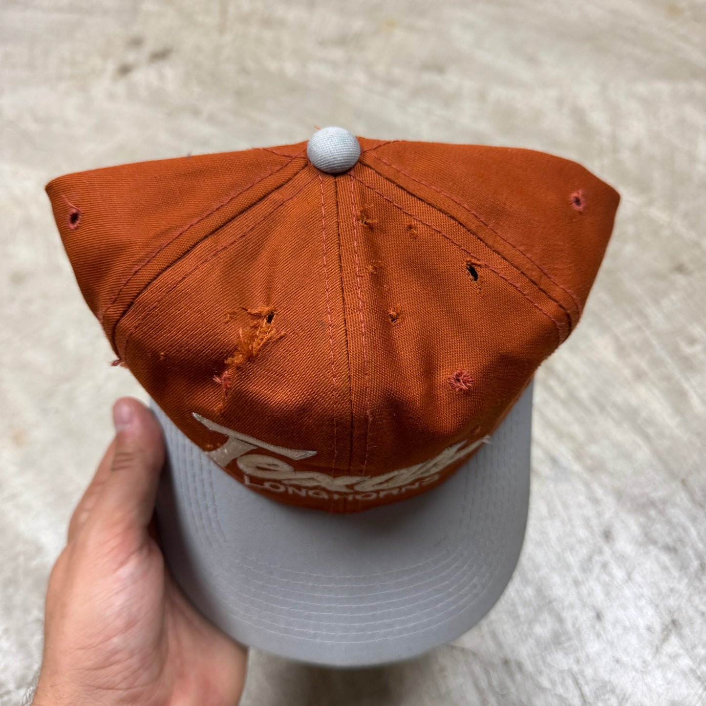 90s Orange University of Texas Longhorns Sports Specialties Double Line Script Snapback Hat