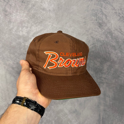 90s Brown Cleveland Browns Script Snapback Hat 6838