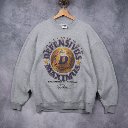 2001 Grey Baltimore Ravens Ray Lewis Defensivus Maximus Crewneck Sweatshirt 6455