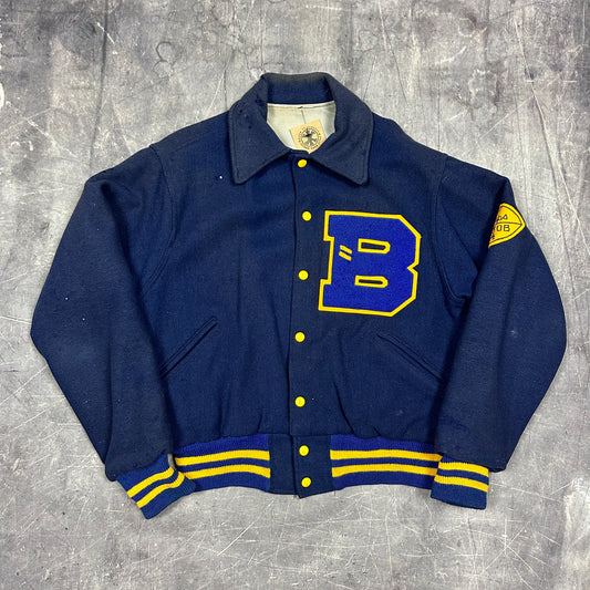 1954 Blue Football Wool Letterman Varsity Jacket M W46