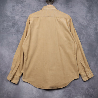 70s Tan Campus Rugged Country Corduroy Button Up Shirt 4822