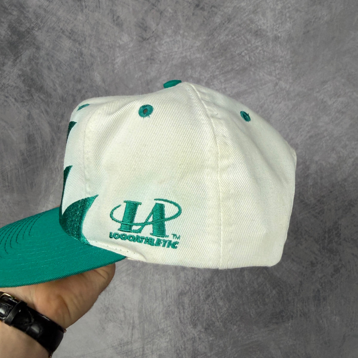 90s White Miami Dolphins Logo Athletic Sharktooth Snapback Hat 6818