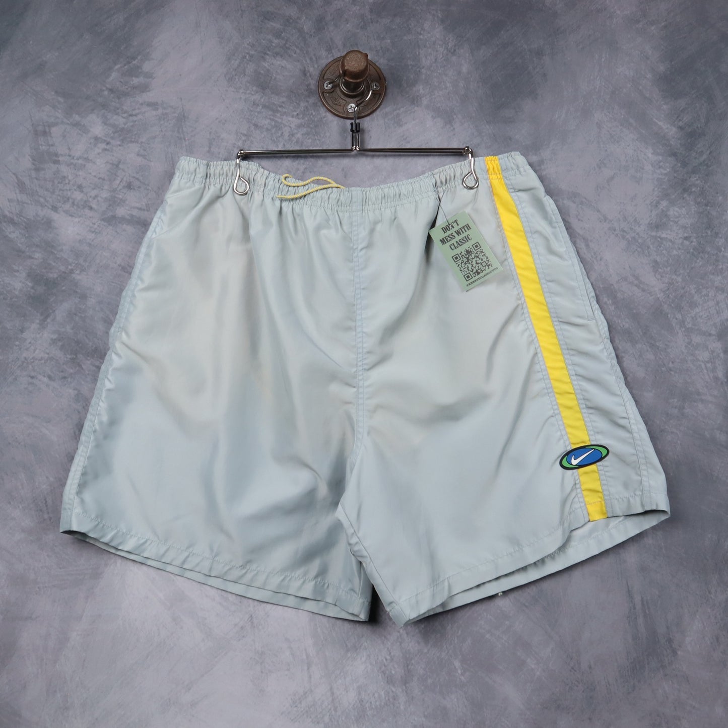 90s Grey Yellow Stripe Nylon Nike Swim Shorts 5197