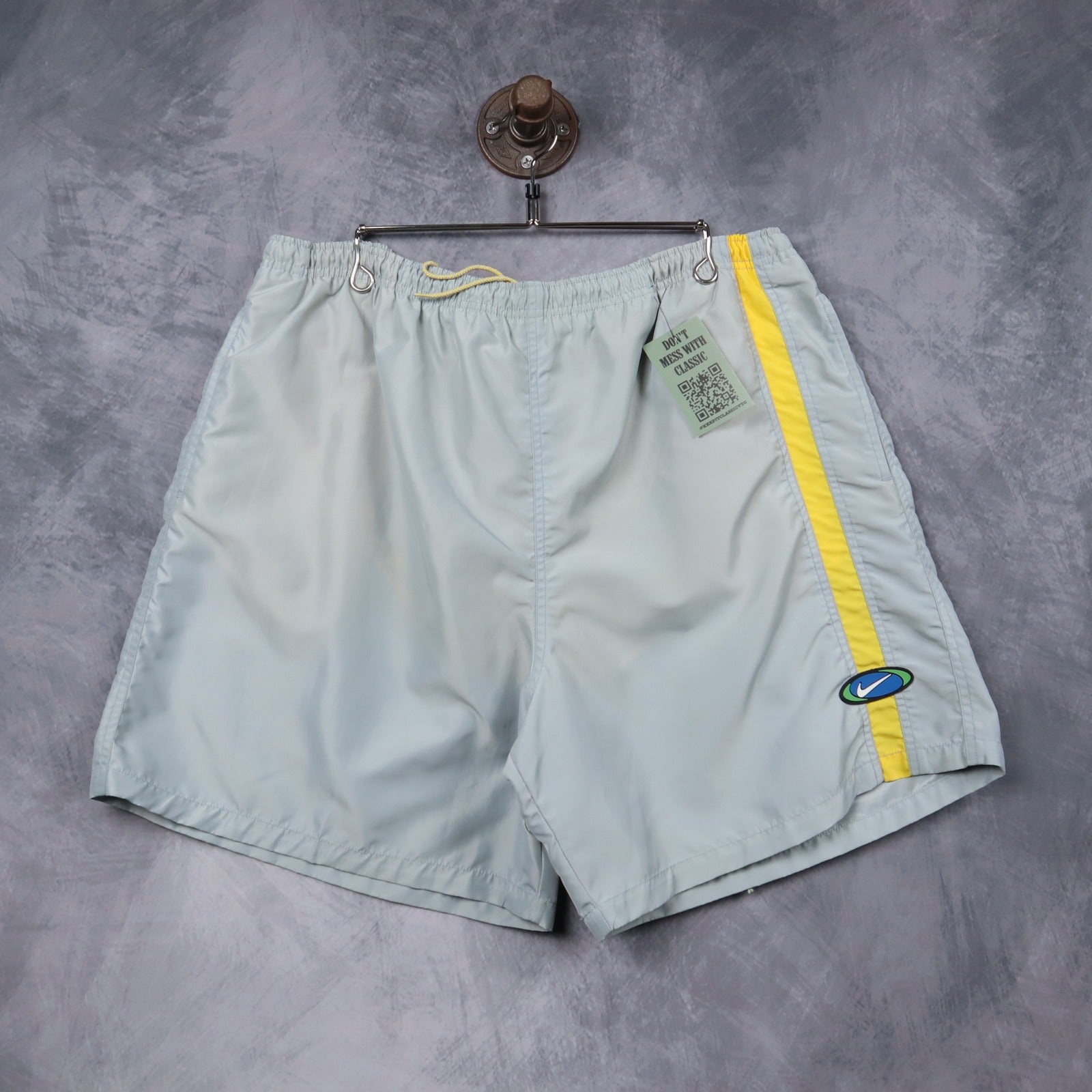 90s Grey Yellow Stripe Nylon Nike Swim Shorts 5197