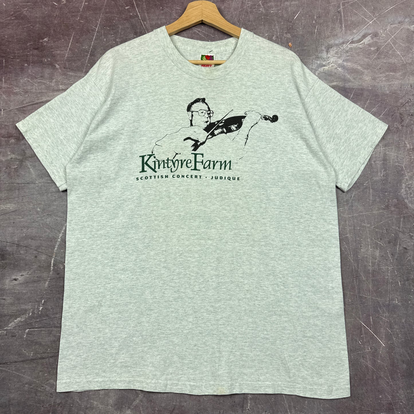 90s Heather Gray Kintyre Farm Scottish Concert Judique Violin Graphic Shirt L 2907