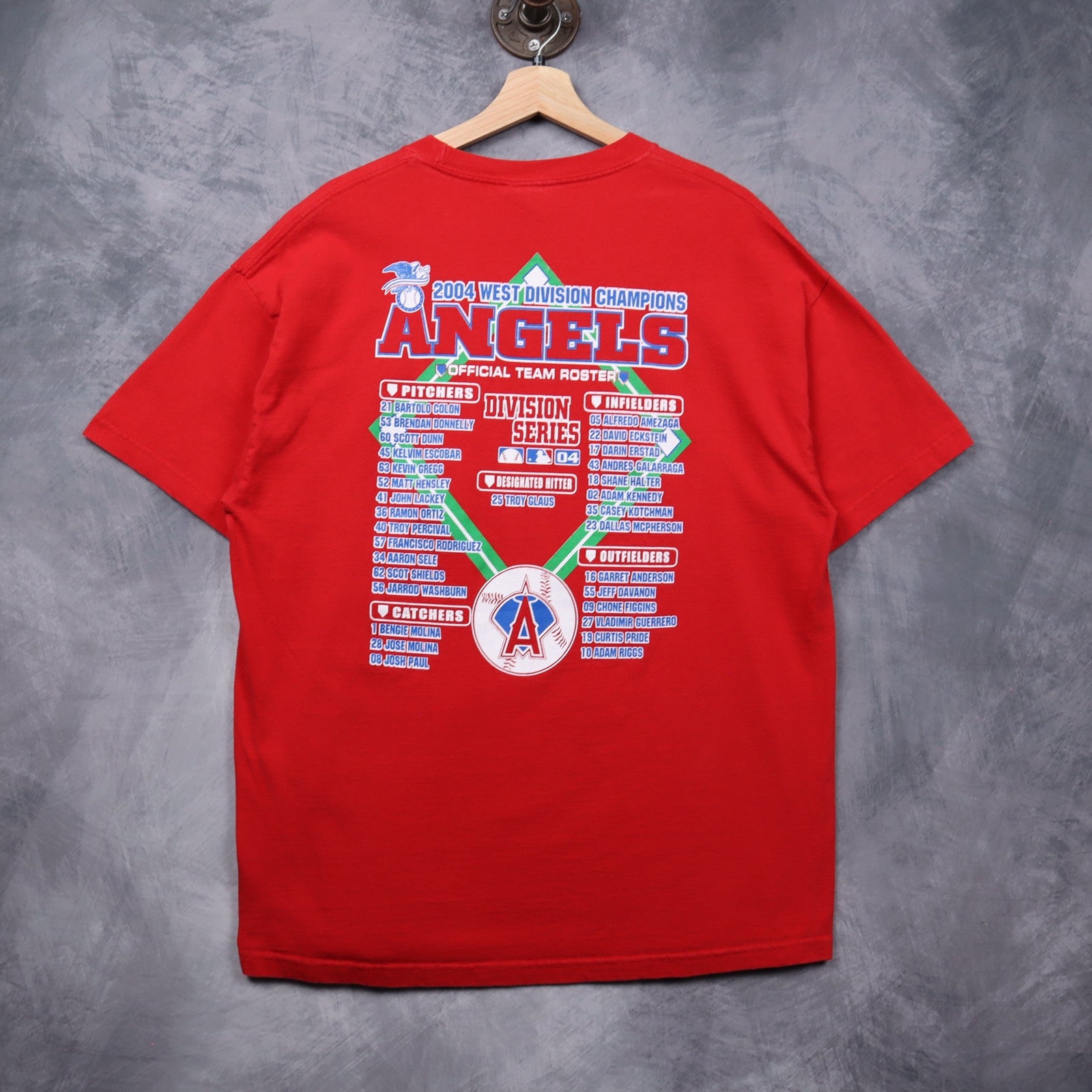 2004 Red Anaheim Angels West Division Champions Shirt 5589