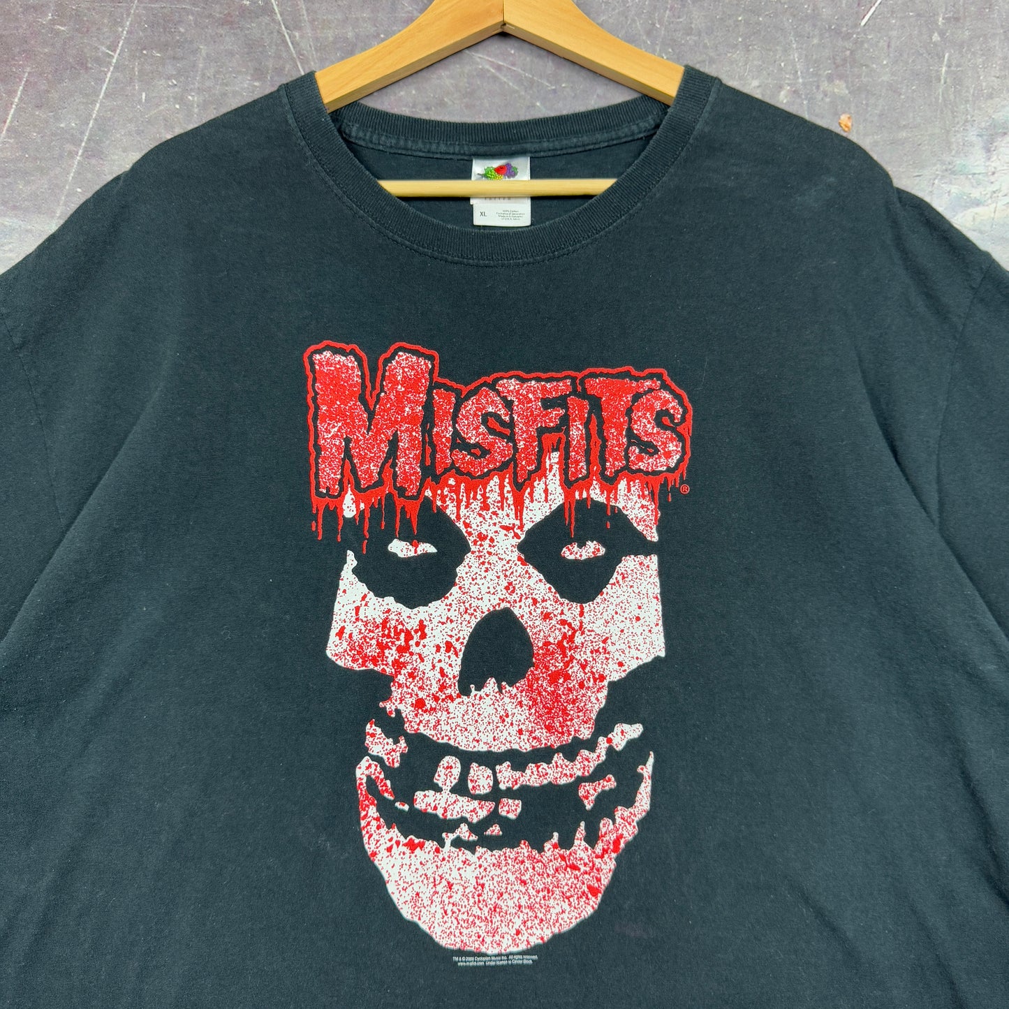 Early 00s Black Misfits Skull Logo Graphic Shirt XL 1109