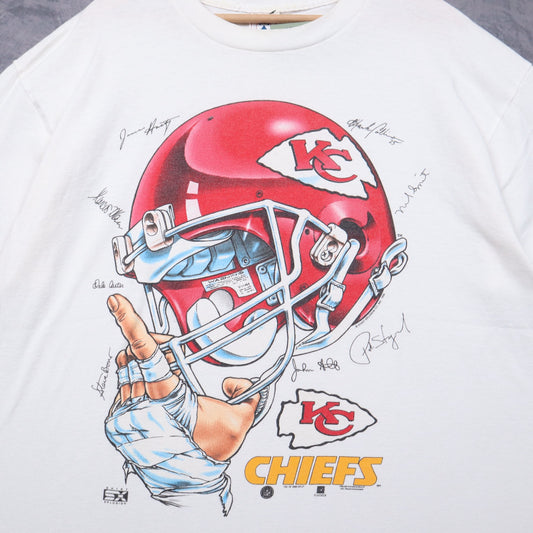 1990 White Kansas City Chiefs Helmet Signatures Shirt 6640