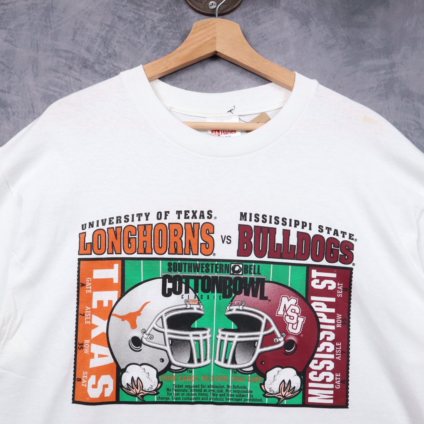 90s White Cotton Bowl Longhorns vs Bulldogs Shirt 5760