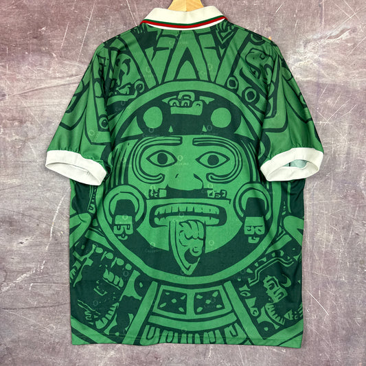 00s Green Mexico Collared Soccer Jersey 3381