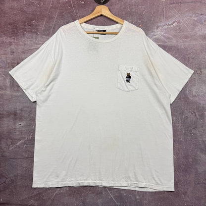 90s White Ralph Lauren Polo Bear Pocket Shirt 3729