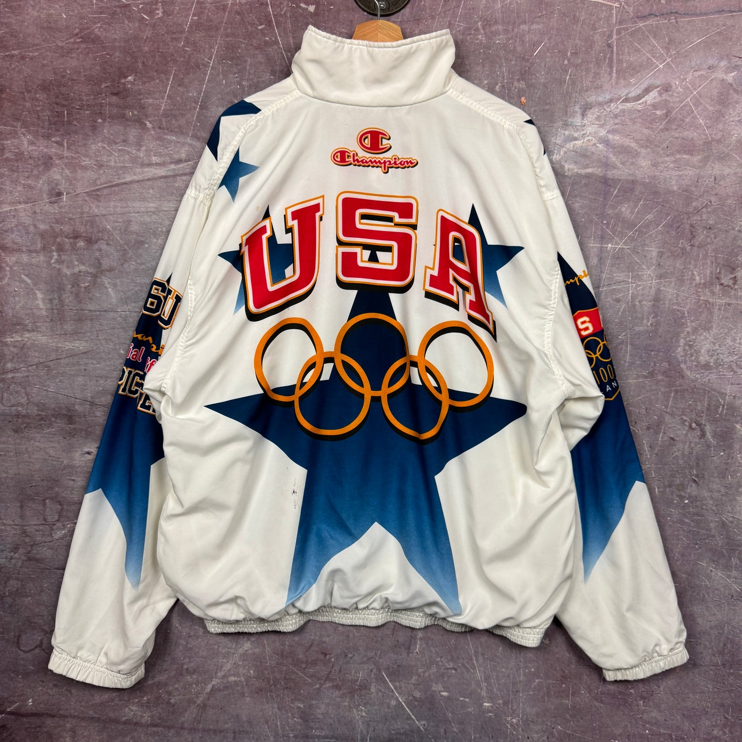 1996 White & Blue Atlanta Olympics Windbreaker 3475