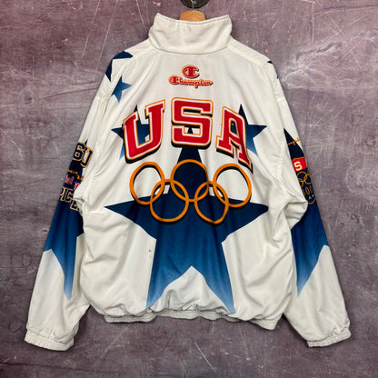 1996 White & Blue Atlanta Olympics Windbreaker 3475