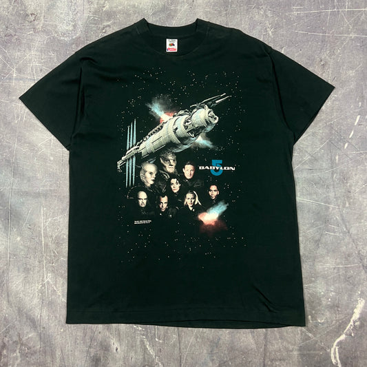 1994 Black Babylon 5 TV Show Promo Graphic Shirt XL AJ18