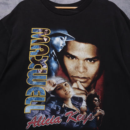 2001 Black Maxwell & Alicia Keys Tour Rap Tee Shirt 5581