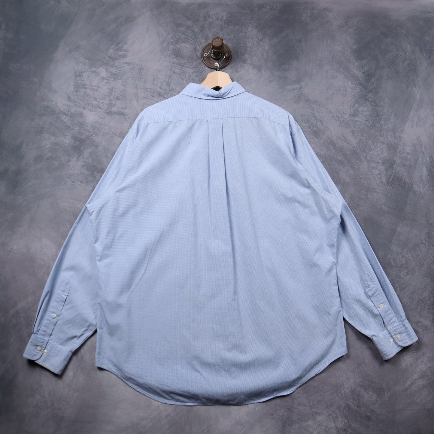 Y2K Light Blue Ralph Lauren Gingham Check Classic Fit Button Down Shirt 5325