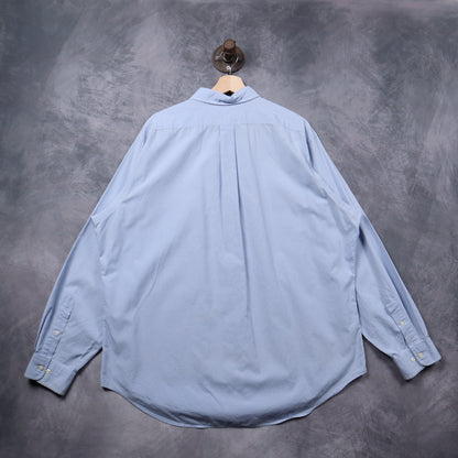 Y2K Light Blue Ralph Lauren Gingham Check Classic Fit Button Down Shirt 5325