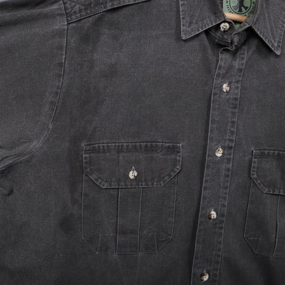 90s Faded Black Black Duck Military Style Button Up Shirt 5132
