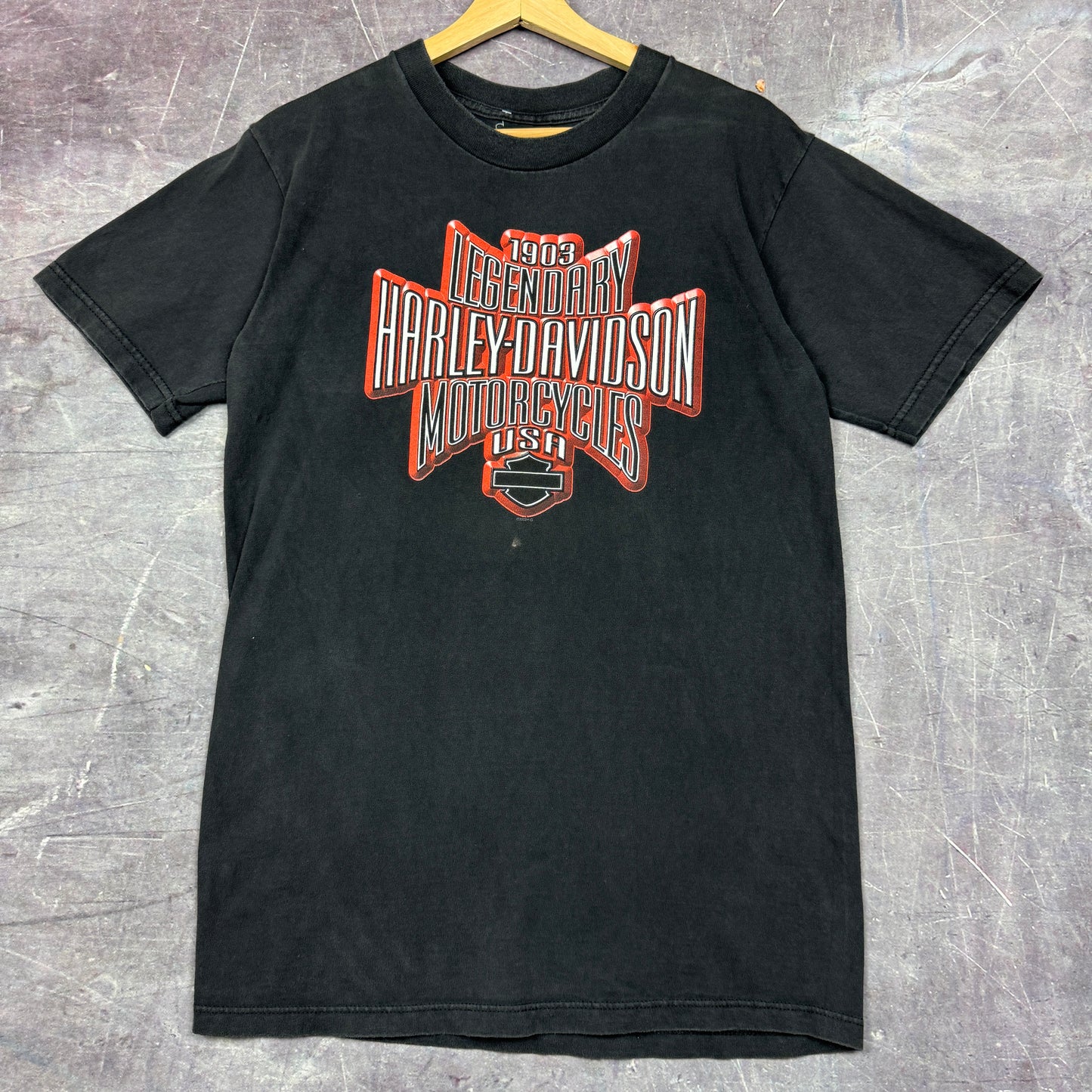 Early 00s Black Harley Davidson Shield Logo North Carolina Graphic Shirt M 0877