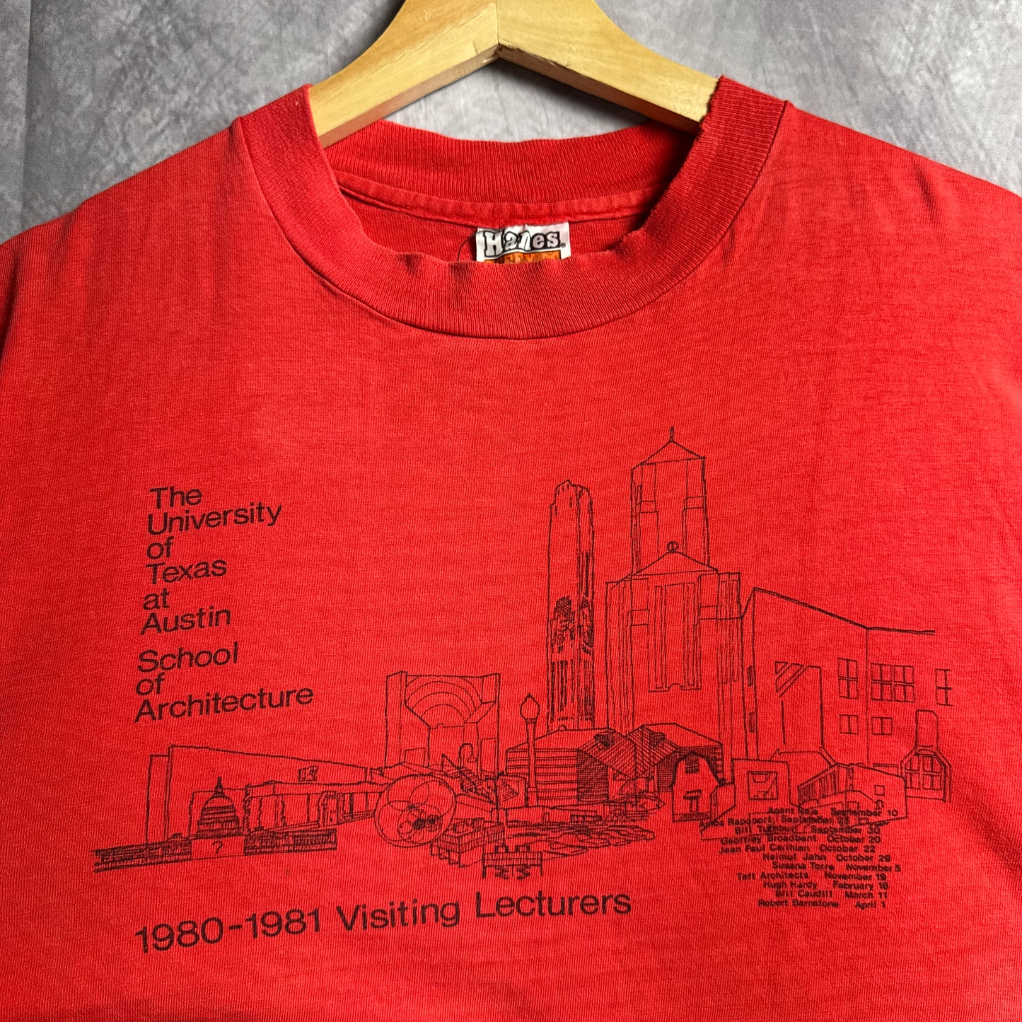 80s Red Texas Longhorns School Of Architecture Shirt 4622