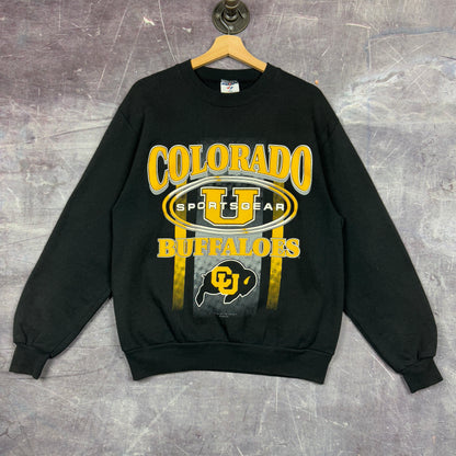 1996 Black Colorado Buffaloes Graphic Crewneck Sweatshirt M 1236