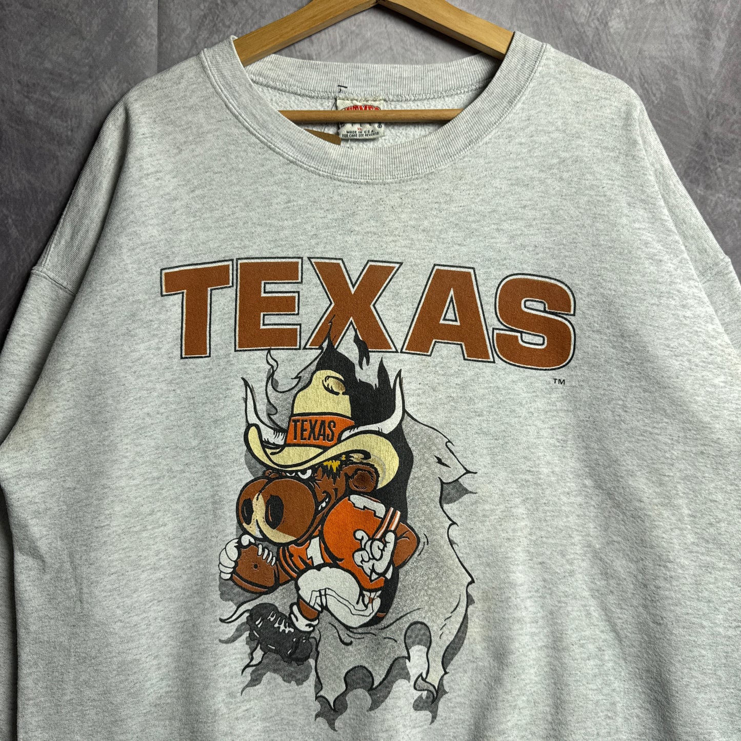 90s Grey Nutmeg Texas Longhorns Breakthrough Crewneck Sweatshirt 4442