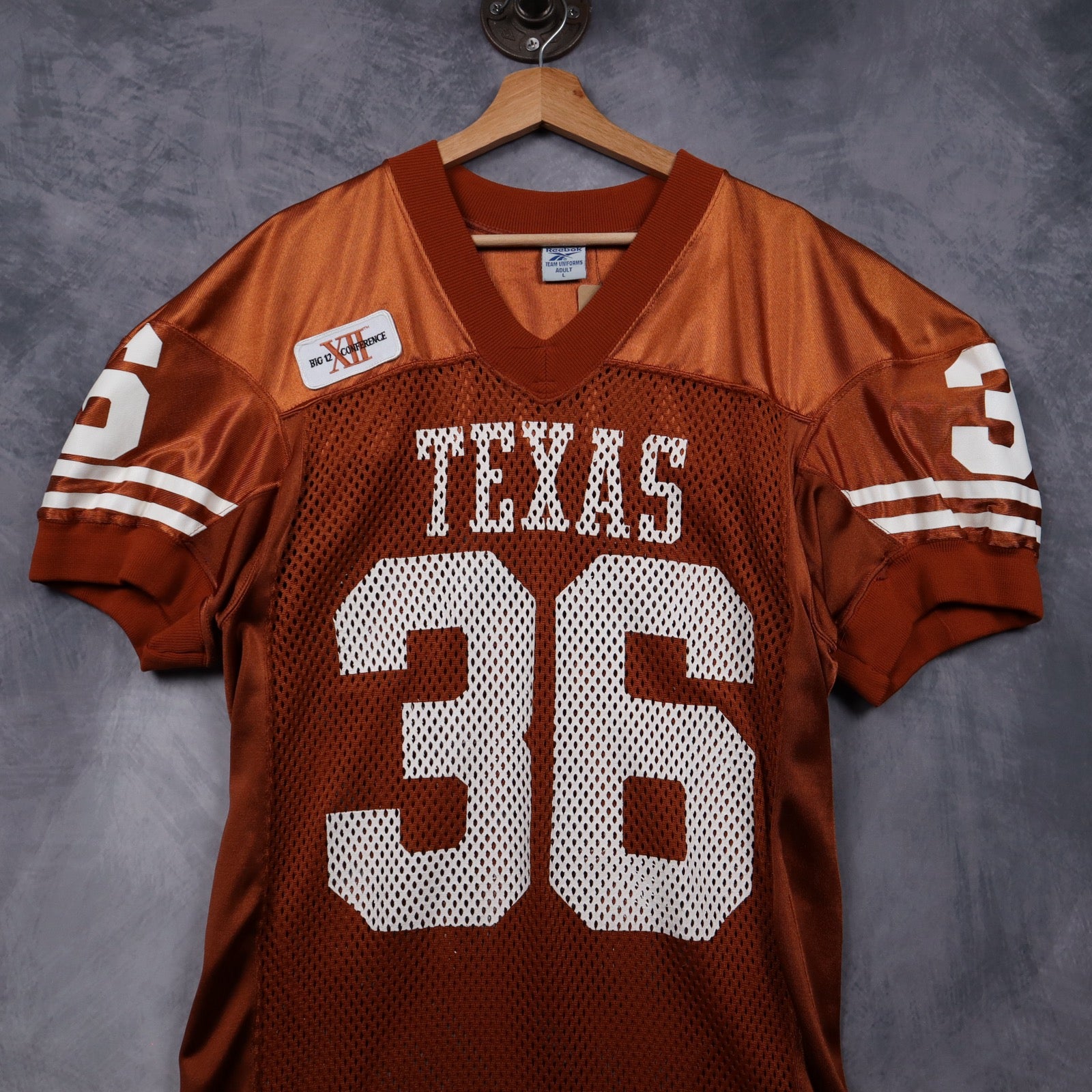 90s Burnt Orange Texas Longhorns Reebok #36 Football Jersey 5878
